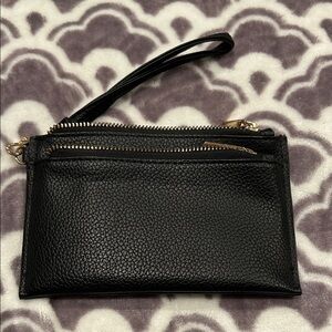 Elegant Black Leather Wristlet
